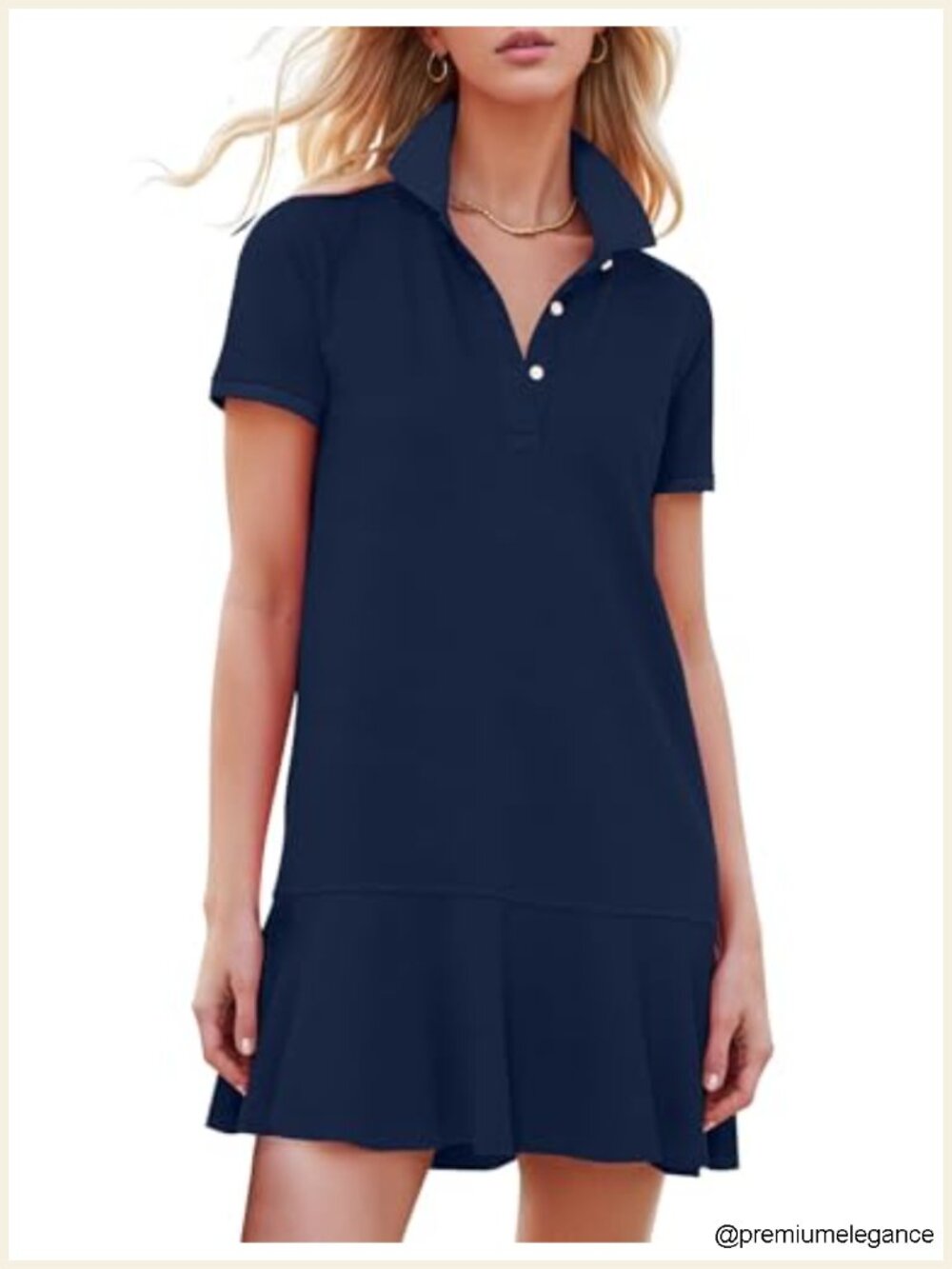 Women's Casual Golf Tennis Polo Mini Dress Cotton Blend Short Sleeve